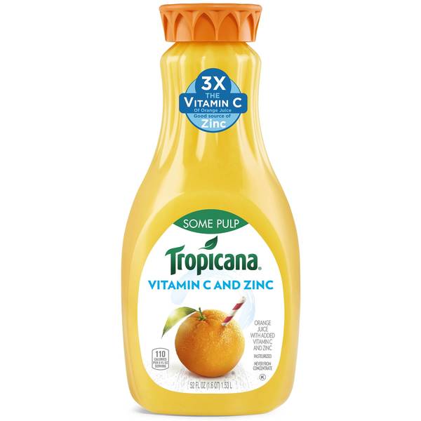 Tropicana Pure Premium Orange Juice Some Pulp Vitamin C & Zinc Image Of Tropicana Pure Premium Orange Juice Some Pulp Vitamin C & Zinc SKU: 168507