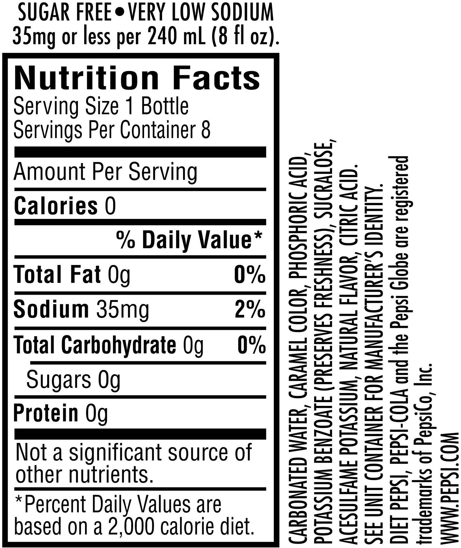 Diet pepsi ingredients label