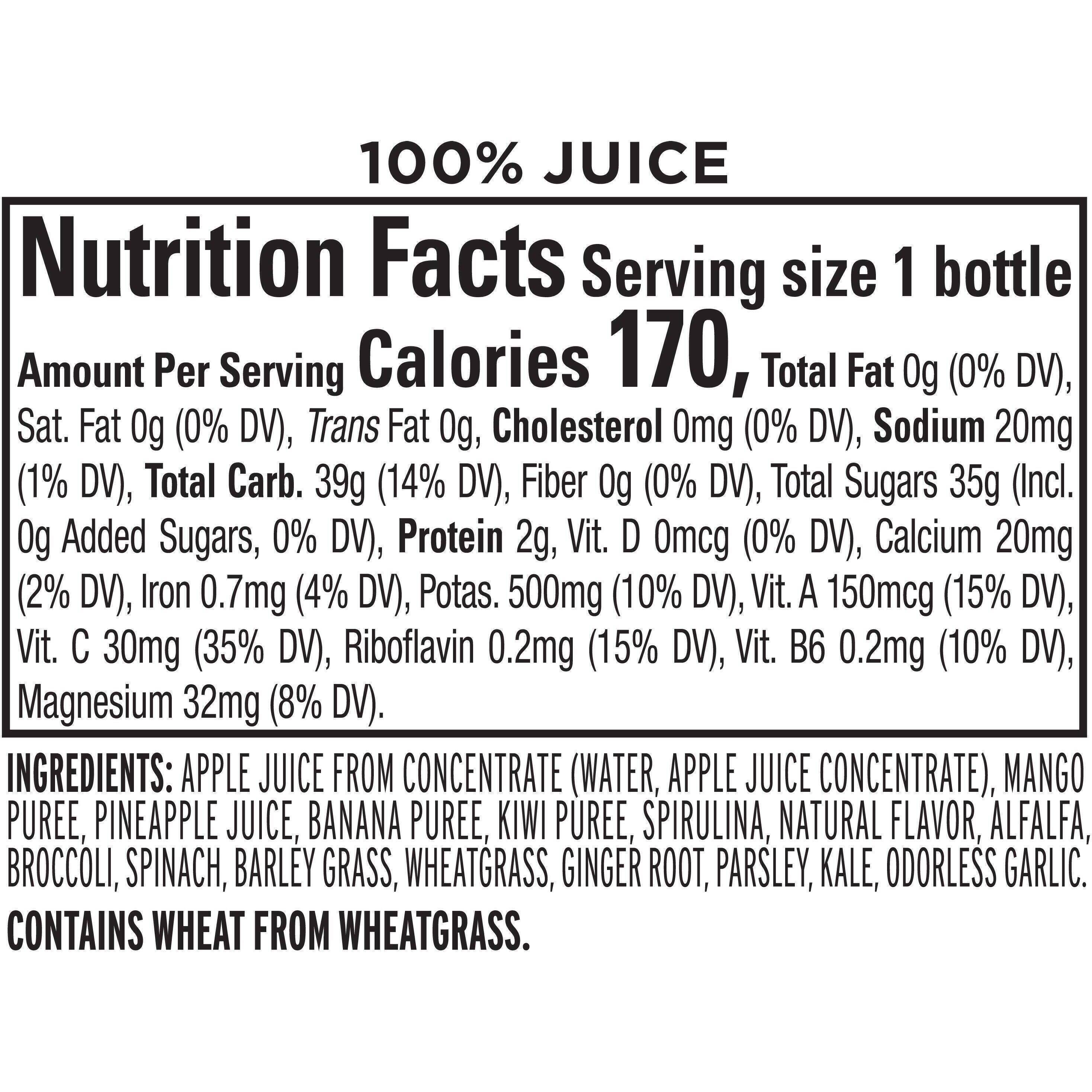 Image describing nutrition information for product Naked Juice Green Machine