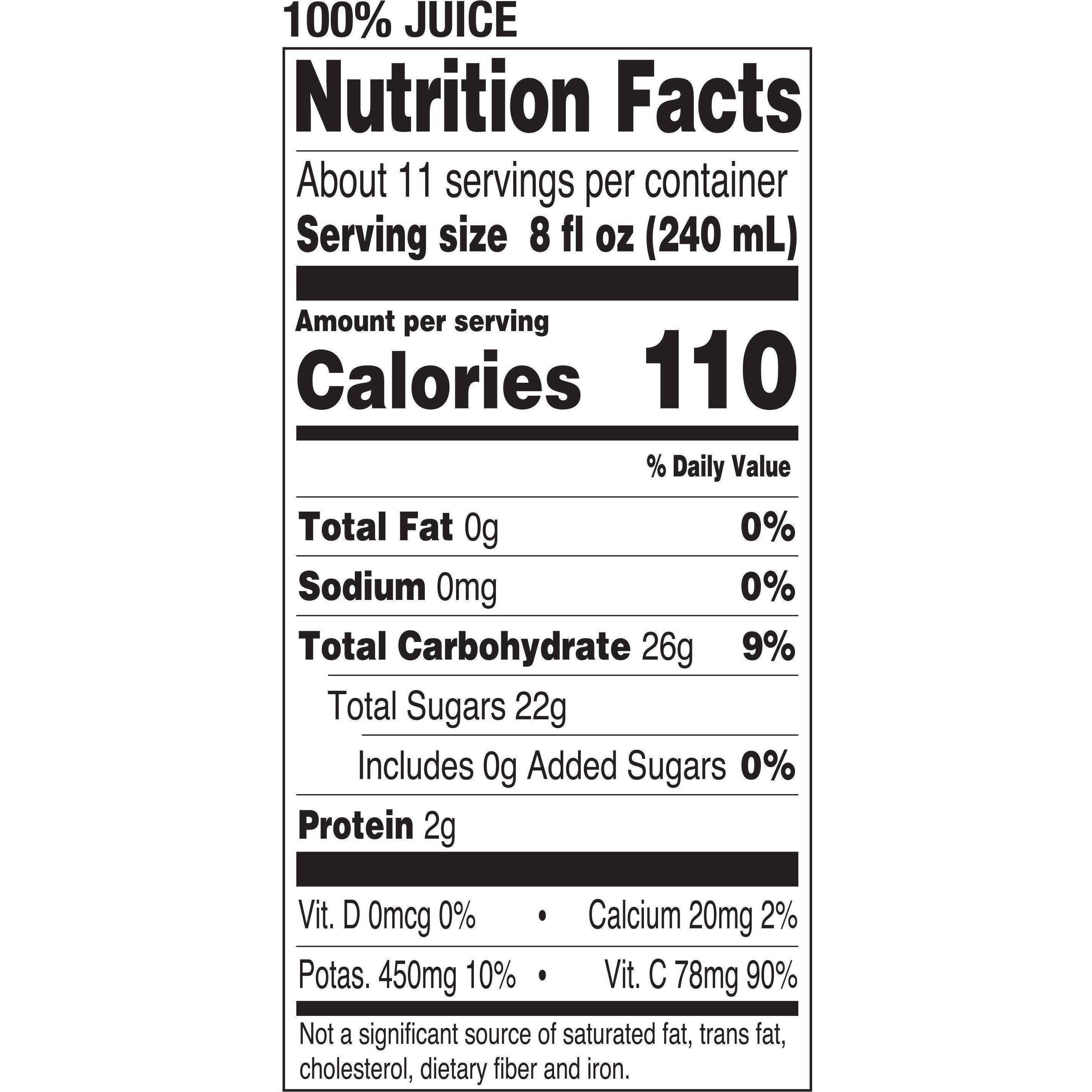 Image describing nutrition information for product Tropicana Pure Premium Grovestand Orange Juice Lots of Pulp