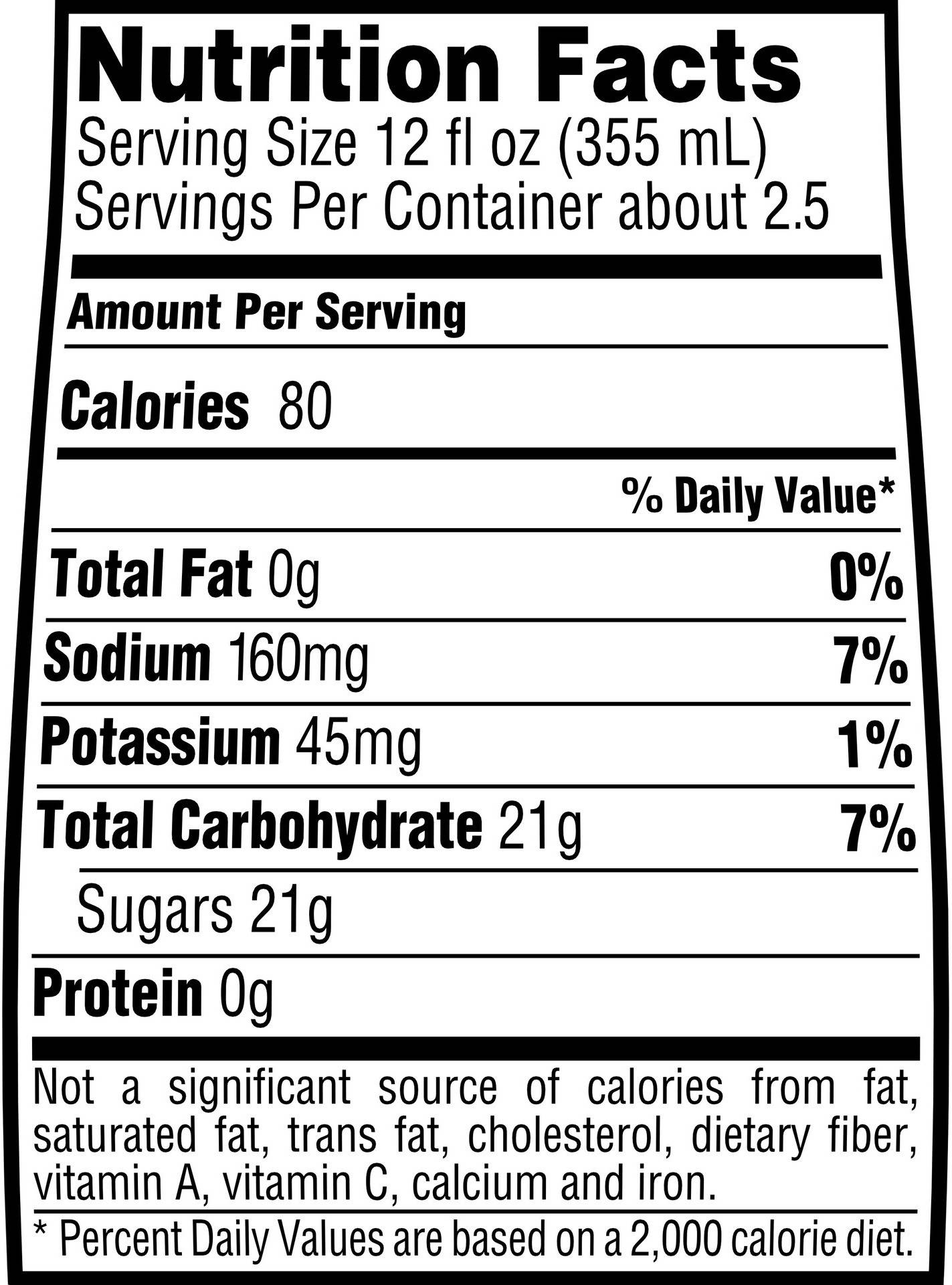 Image describing nutrition information for product Gatorade AM Tropical Mango