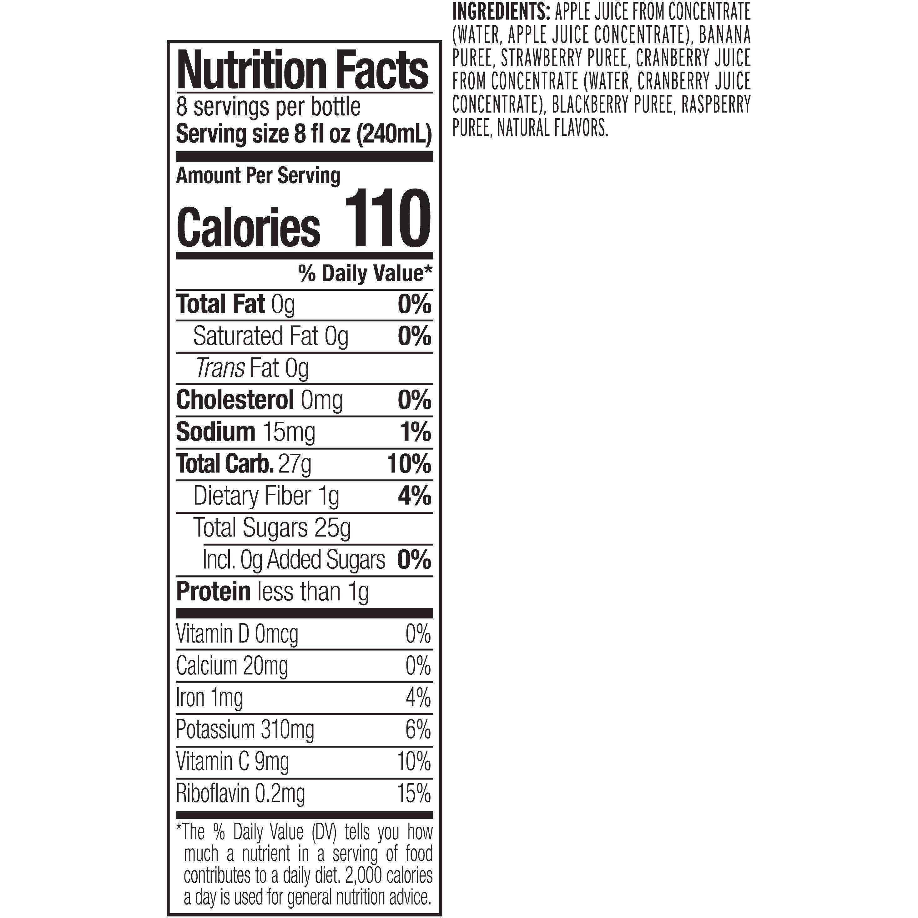 Image describing nutrition information for product Naked Juice Berry Blast Smoothie