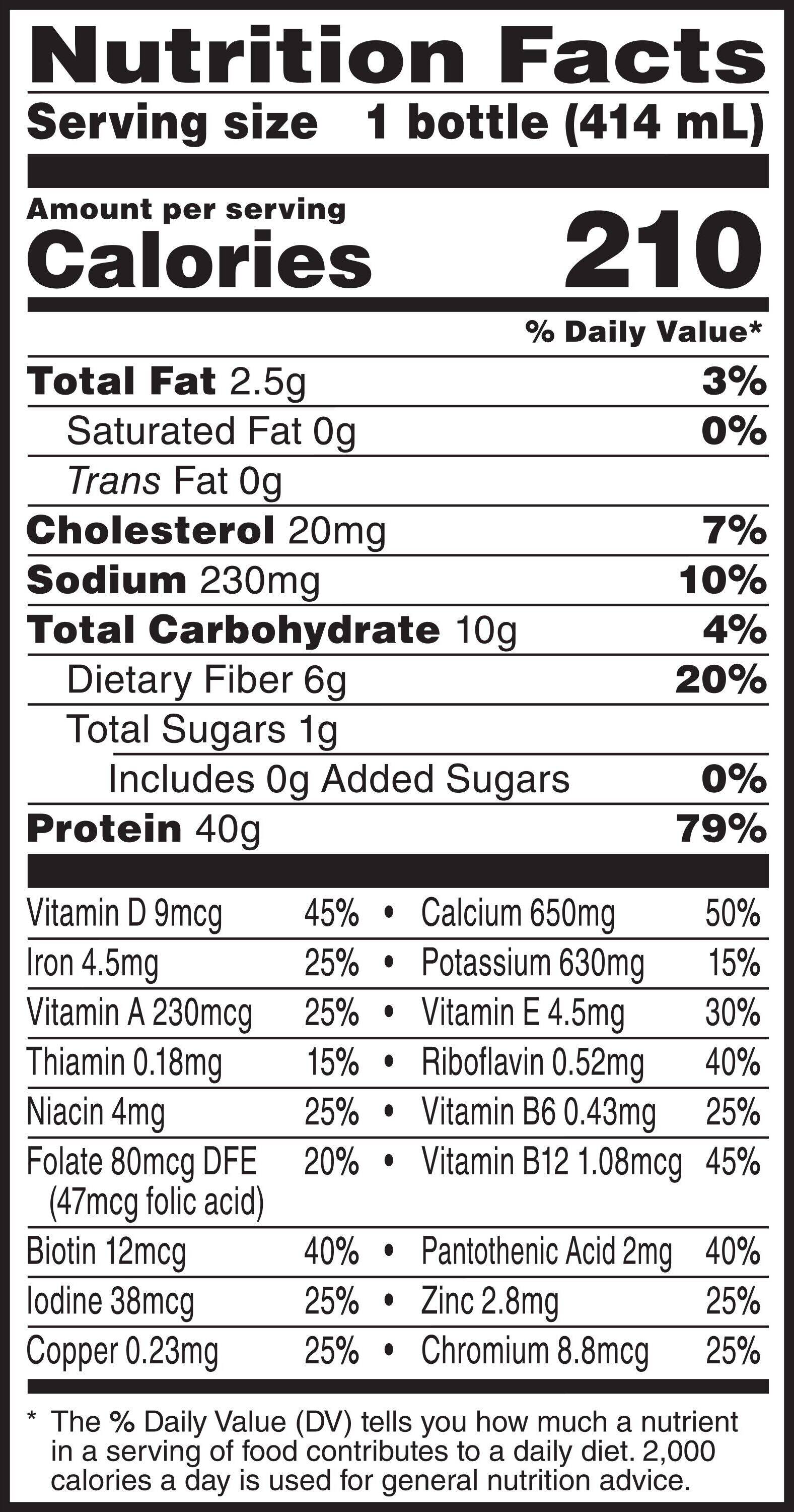 Image describing nutrition information for product Muscle Milk Pro Advanced Nutrition Intense Vanilla