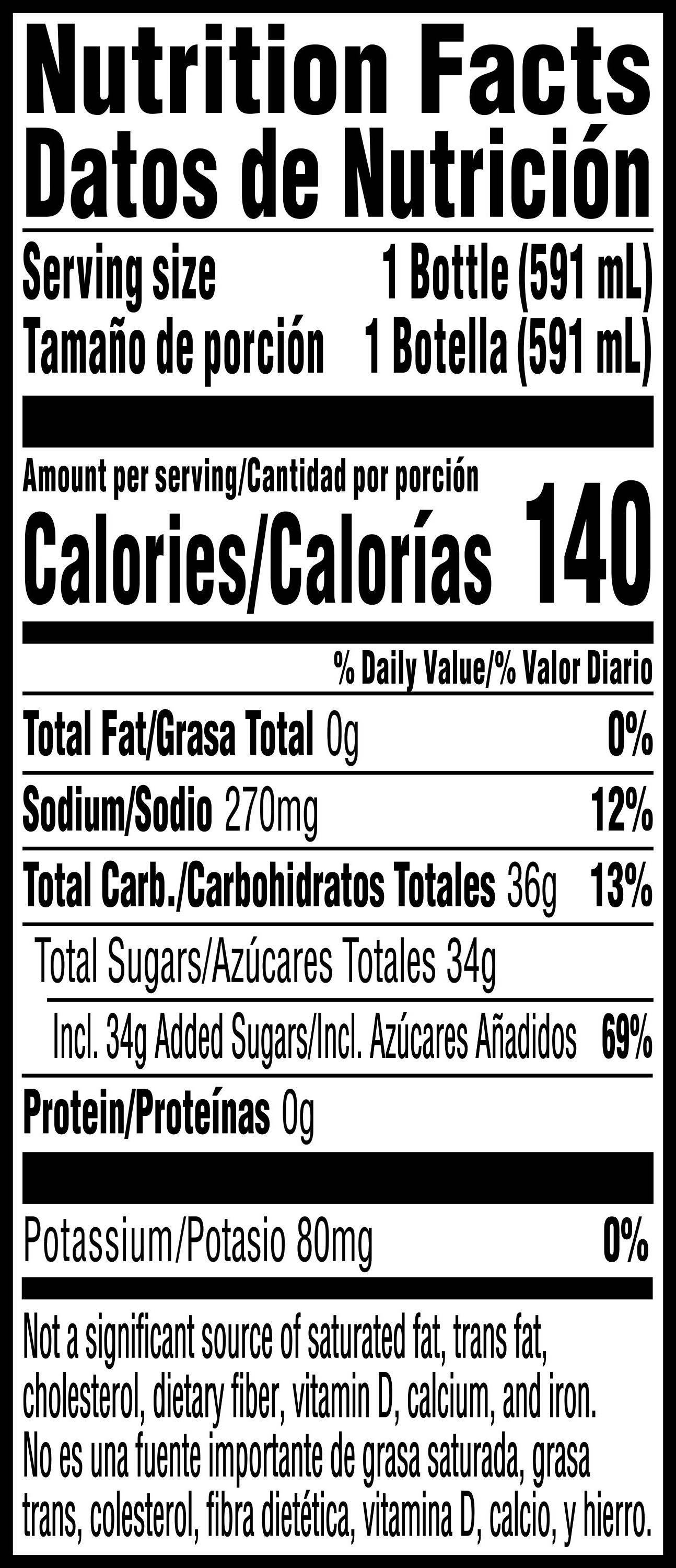 Image describing nutrition information for product Gatorade Lime Cucumber