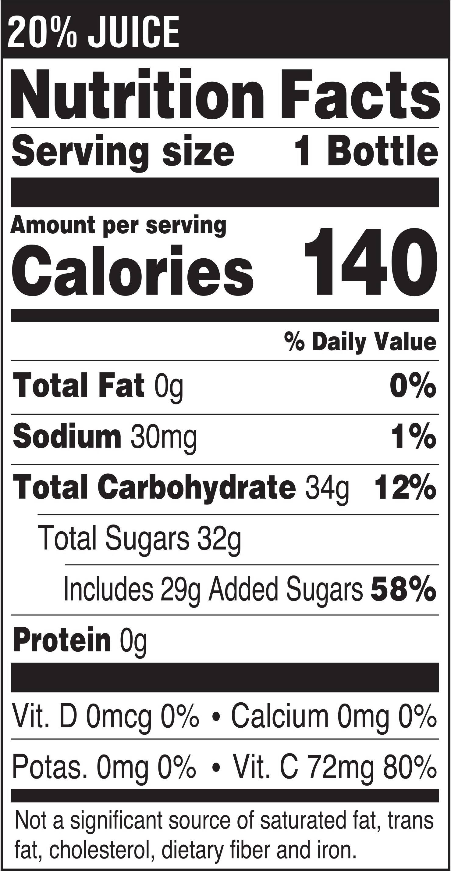 Image describing nutrition information for product Tropicana Cranberry Cocktail