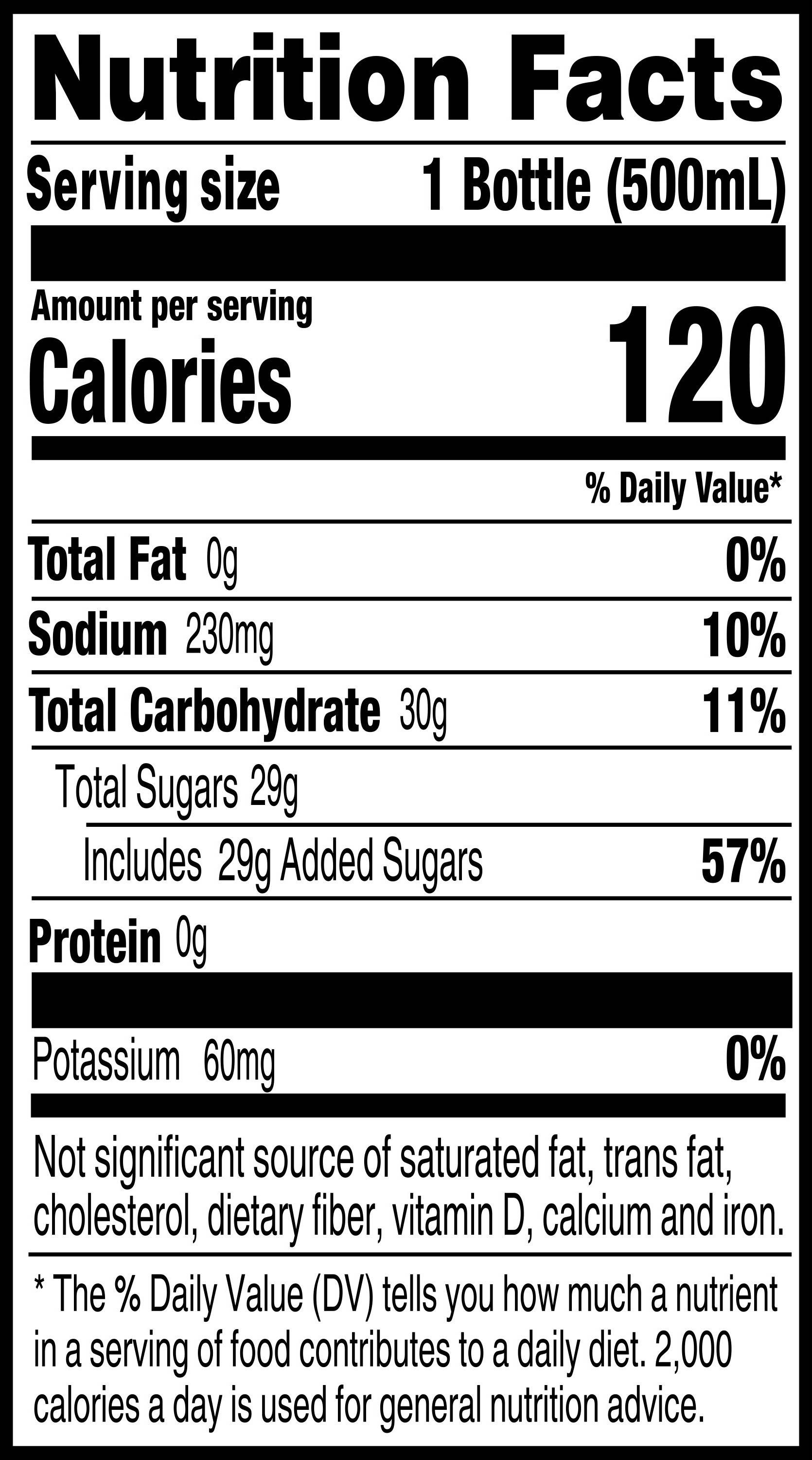 Nutrition label on gatorade