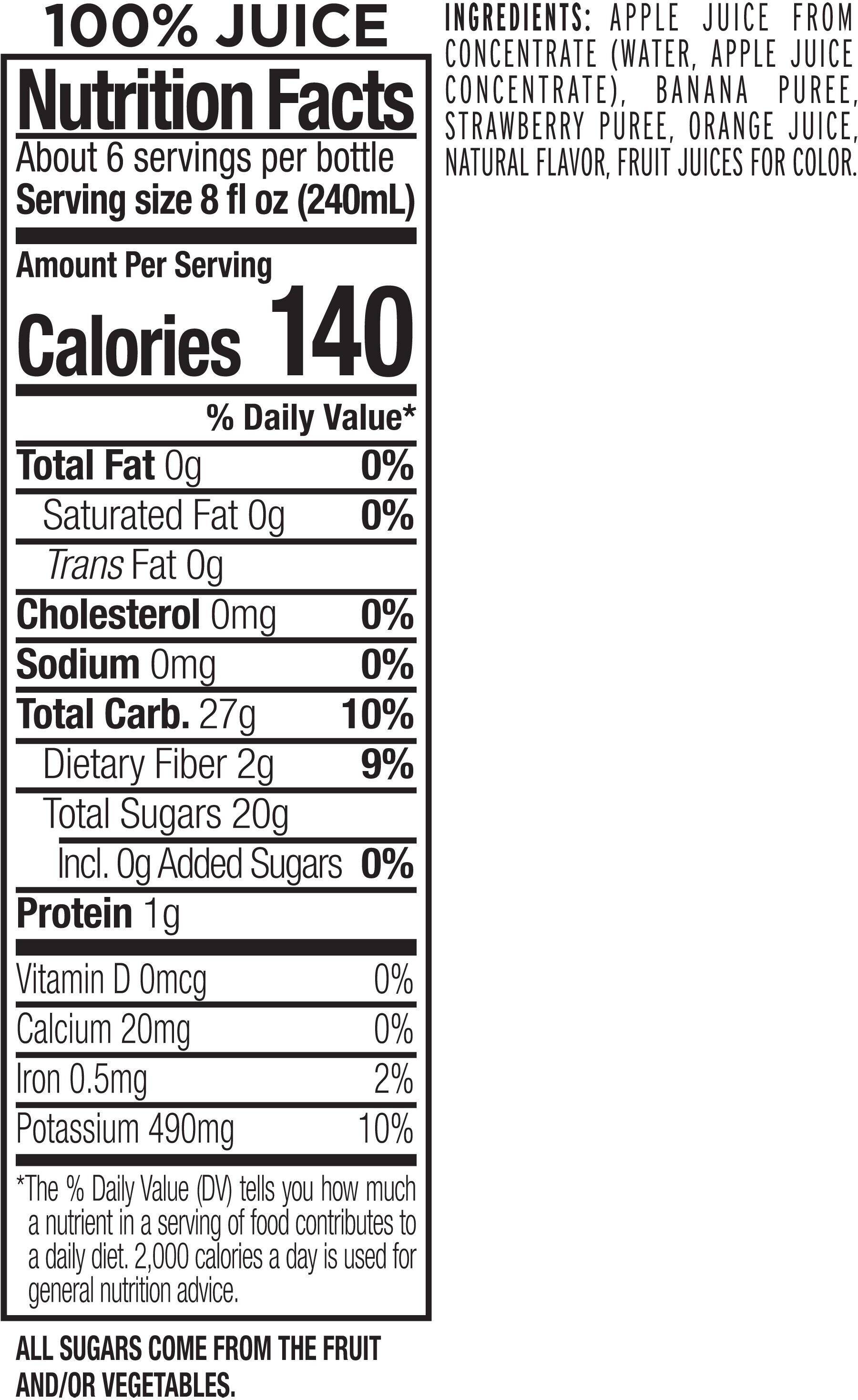 Image describing nutrition information for product Naked Juice Strawberry Banana