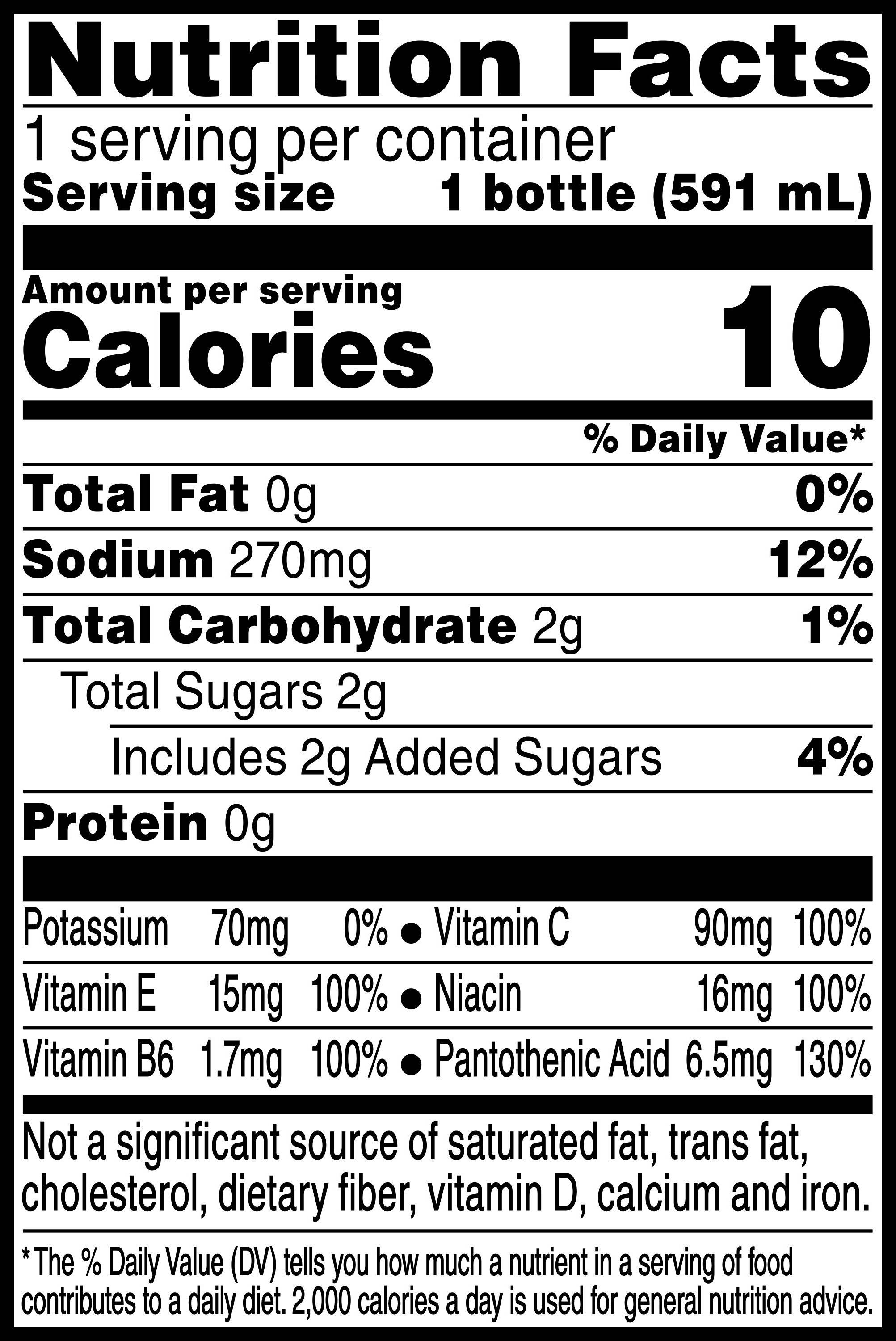 Image describing nutrition information for product Propel Vitamin Boost Peach Mango