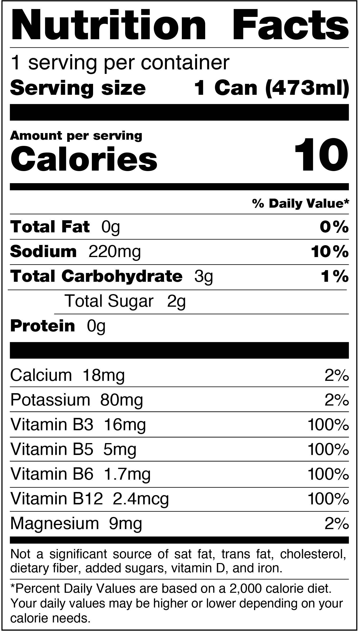 Image describing nutrition information for product Rockstar Recovery Lemonade